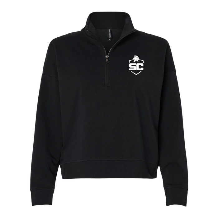Shield Logo Women's Perform Quarter-Zip Black Pullover EXP15WPQ