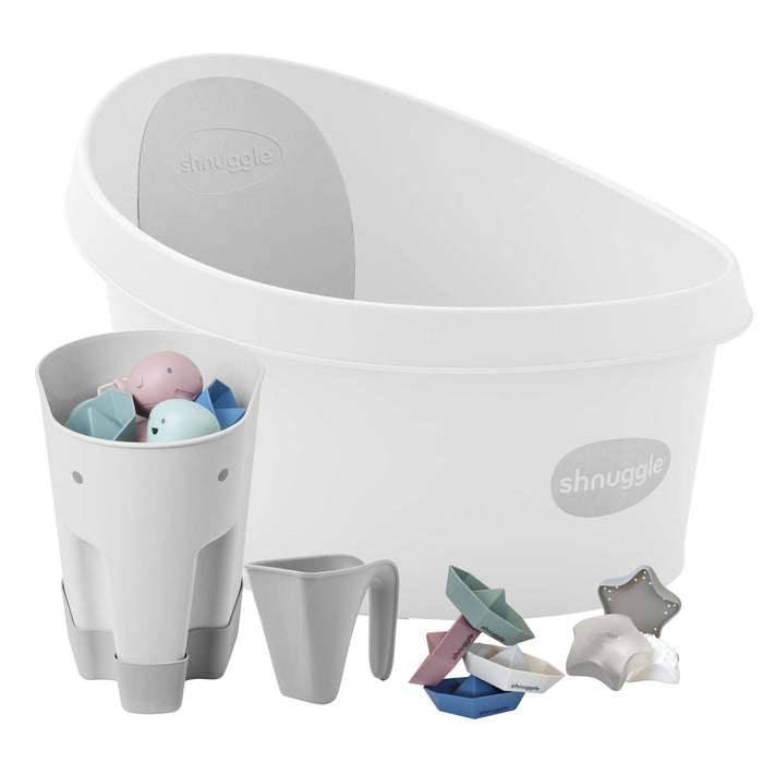 Shnuggle Splash & Play Bundle: Toddler Bath & Accessories Bundle - 5-Piece Set for Fun & Safe Bath Times - Babies in Bloom