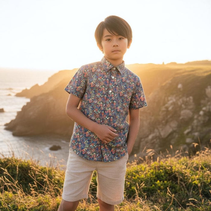 Short Sleeve Liberty London Boy Shirt: Button Down Floral Print