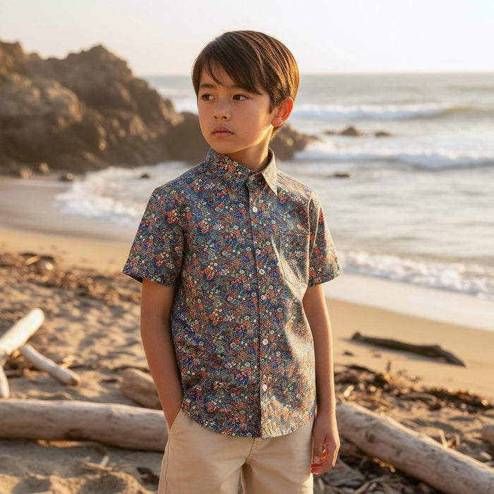 Short Sleeve Liberty London Boy Shirt: Button Down Floral Print