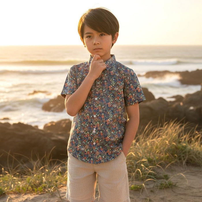 Short Sleeve Liberty London Boy Shirt: Button Down Floral Print
