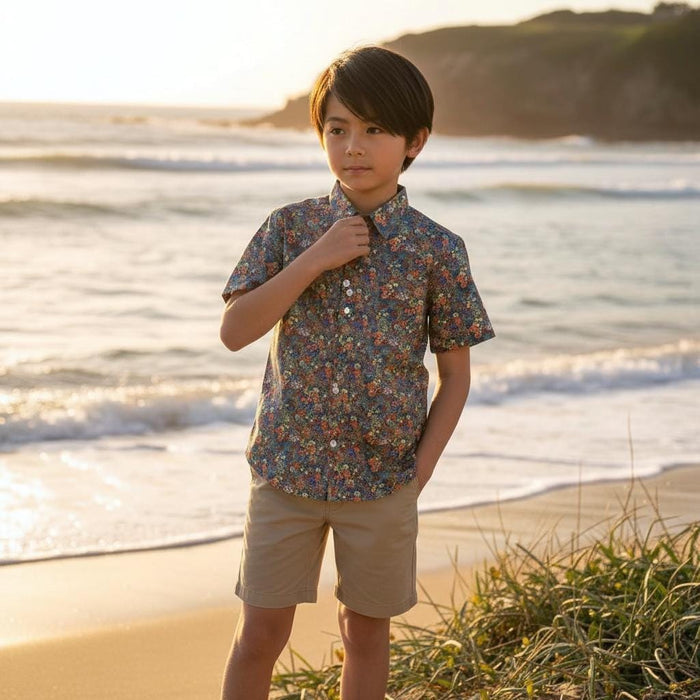 Short Sleeve Liberty London Boy Shirt: Button Down Floral Print
