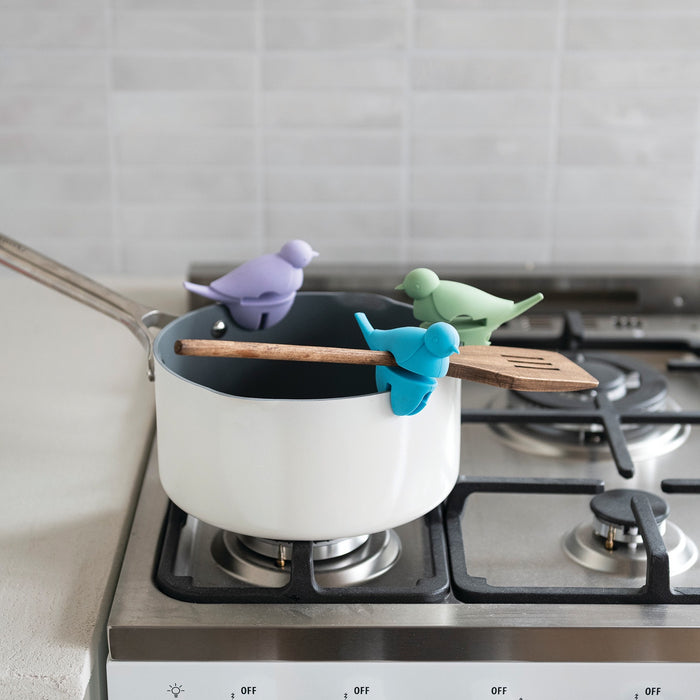 Silicone Bird Shaped Lid/Spoon Holder, 3 Colors