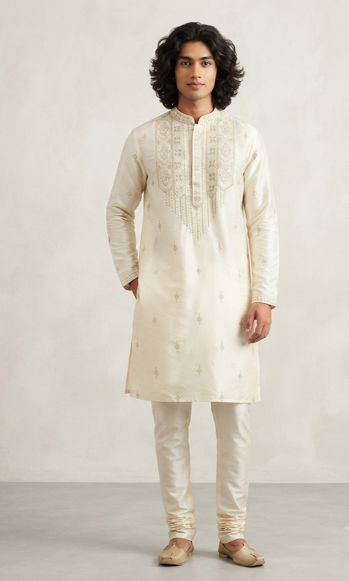 Silk Embroidered Kurta Set