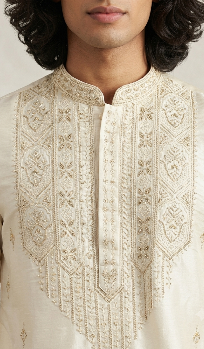 Silk Embroidered Kurta Set