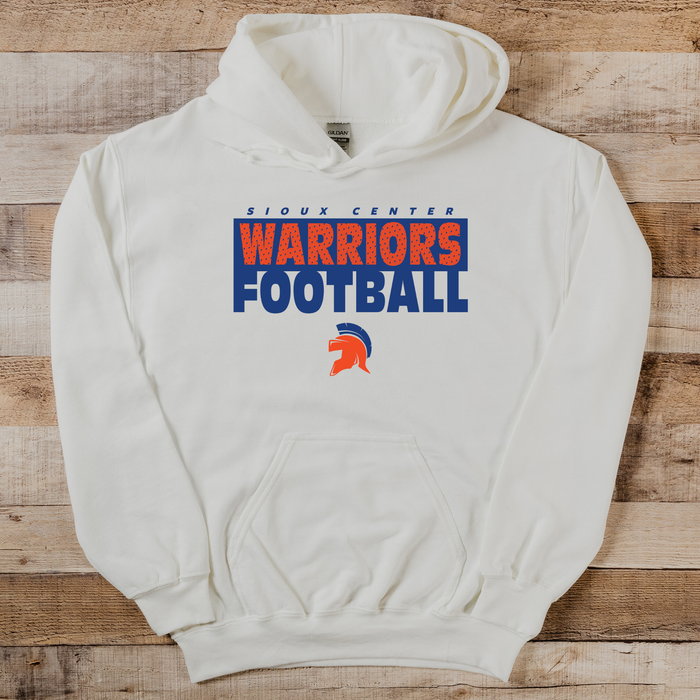 Sioux Center Warriors Football WHITE GILDAN HOODIE 18500