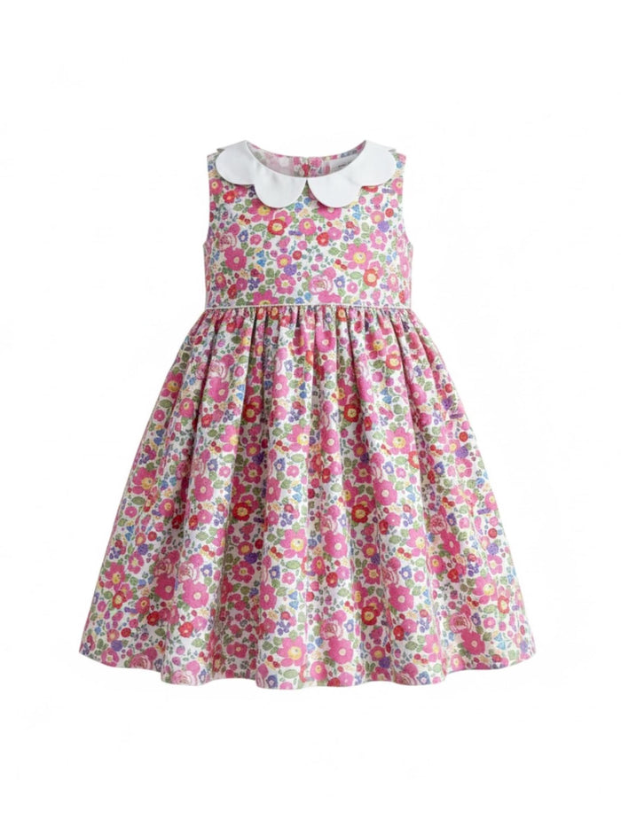Sleeveless Liberty London Floral Dress: English Cotton Flower Girl Dress, Botanical Ditsy Print