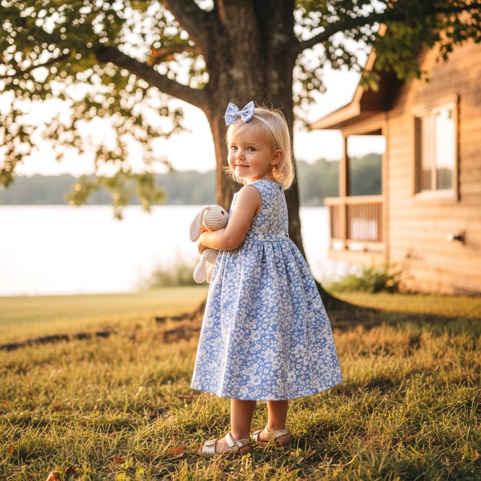 Sleeveless Liberty London Girl Dress: Ditsy Floral Print, Botanical Cotton Flower