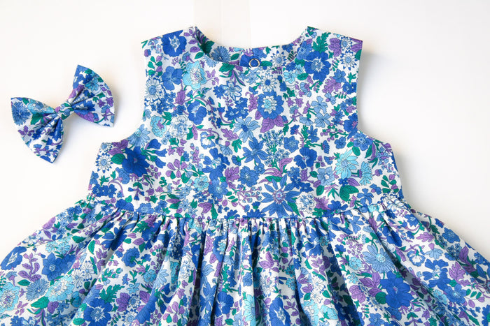 Sleeveless Liberty London Girl Dress: Ditsy Floral Print, Botanical Cotton Flower