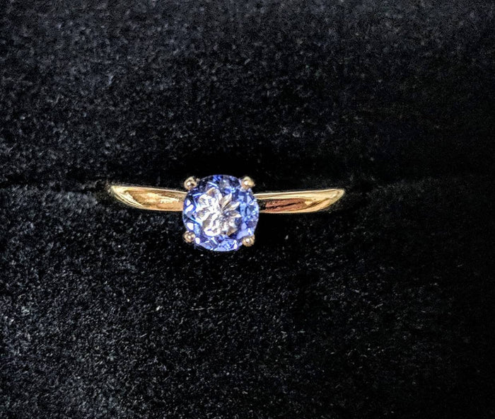 Solid 14kt Yellow, White, or Rose Gold Natural Blue Tanzanite 4mm, 5mm, 6mm Round, VS Clarity, Ring Size 5-8, 143-271, Fine Jewelry