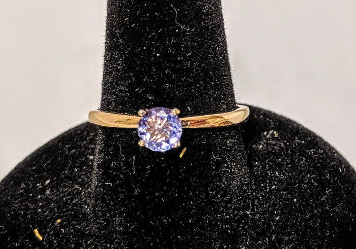 Solid 14kt Yellow, White, or Rose Gold Natural Blue Tanzanite 4mm, 5mm, 6mm Round, VS Clarity, Ring Size 5-8, 143-271, Fine Jewelry