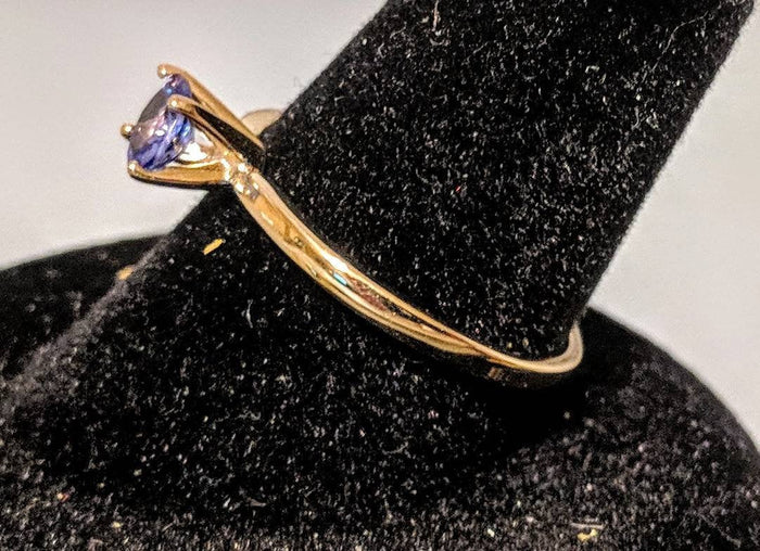 Solid 14kt Yellow, White, or Rose Gold Natural Blue Tanzanite 4mm, 5mm, 6mm Round, VS Clarity, Ring Size 5-8, 143-271, Fine Jewelry