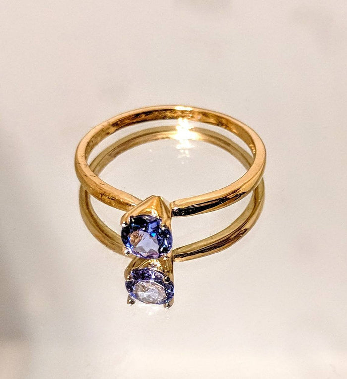 Solid 14kt Yellow, White, or Rose Gold Natural Blue Tanzanite 4mm, 5mm, 6mm Round, VS Clarity, Ring Size 5-8, 143-271, Fine Jewelry