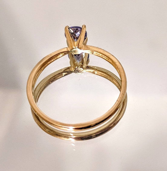 Solid 14kt Yellow, White, or Rose Gold Natural Blue Tanzanite 4mm, 5mm, 6mm Round, VS Clarity, Ring Size 5-8, 143-271, Fine Jewelry
