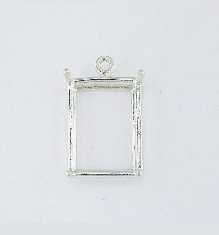 Solid Sterling Silver or 14k Gold 7x5-20x18mm Emerald Shape Cast Wire Dangle Pendant Setting, Made in USA 166-027/146-027