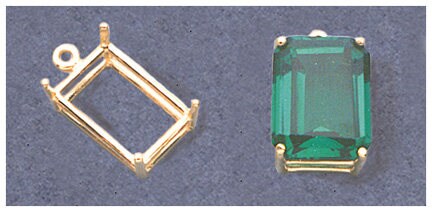 Solid Sterling Silver or 14k Gold 7x5-20x18mm Emerald Shape Cast Wire Dangle Pendant Setting, Made in USA 166-027/146-027