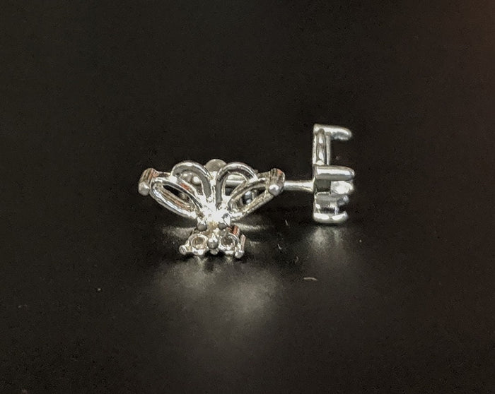 Solid Sterling Silver or 14kt Gold 1 Set (2 pieces) 4x2-5x2.5 Marquise Butterfly Earrings, Setting, 162-125/142-125