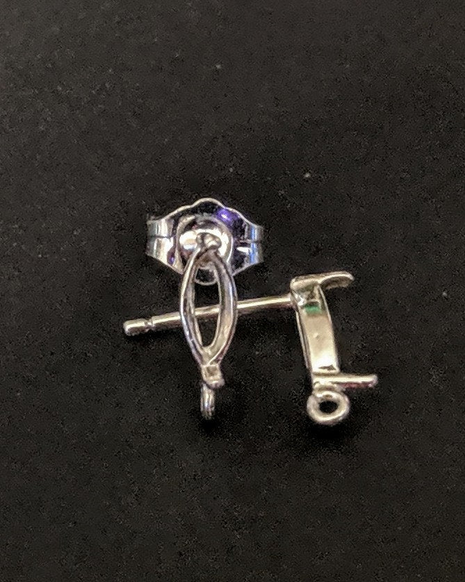 Solid Sterling Silver or 14kt Gold 1 Set (2 pieces) 4x3-6x3 Marquise Earring Setting, with Open Hoop/Ring 162-143/142-143