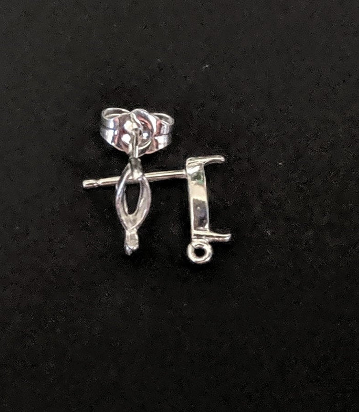 Solid Sterling Silver or 14kt Gold 1 Set (2 pieces) 4x3-6x3 Marquise Earring Setting, with Open Hoop/Ring 162-143/142-143