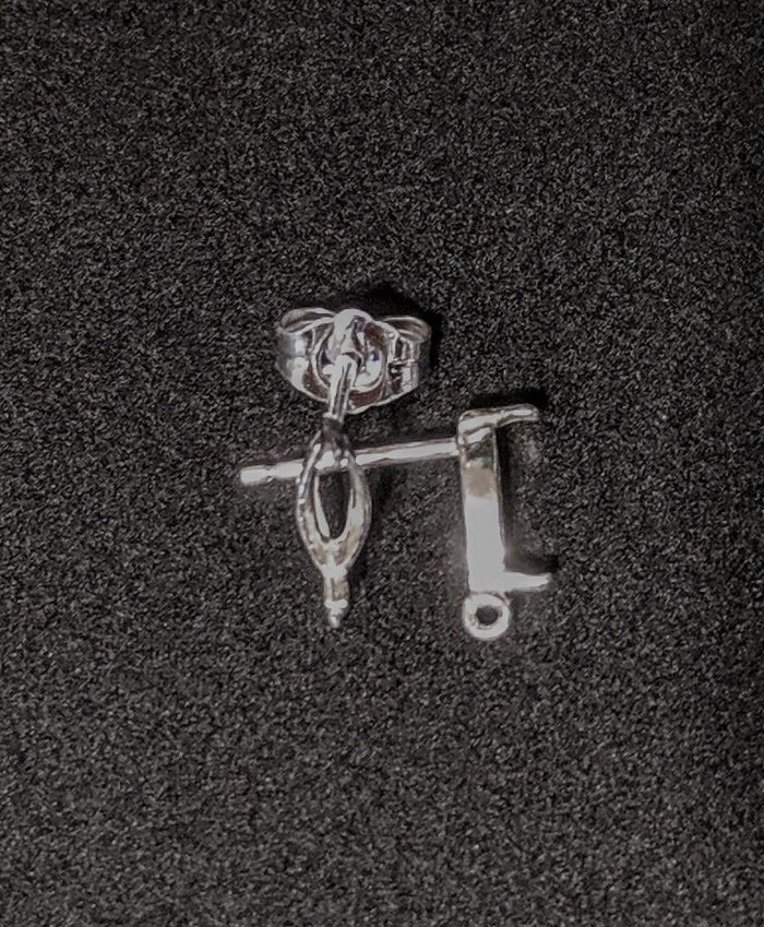 Solid Sterling Silver or 14kt Gold 1 Set (2 pieces) 4x3-6x3 Marquise Earring Setting, with Open Hoop/Ring 162-143/142-143