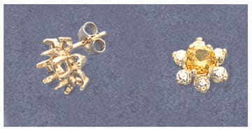 Solid Sterling Silver or 14kt Gold 1 Set (2 pieces) 5mm Rd Cluster Earrings, Setting, Made in USA 162-155/142-155