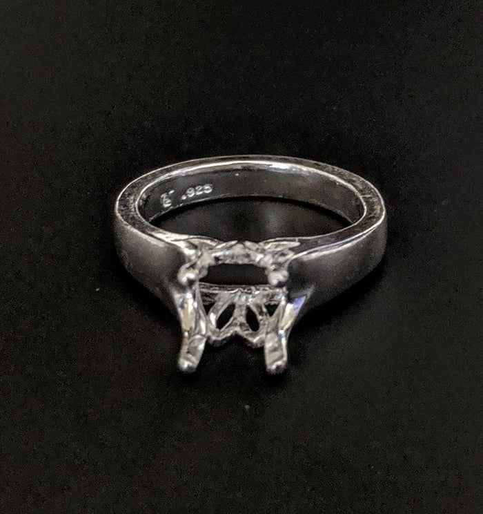 Solid Sterling Silver or 14kt Gold 3.5-9mm Round 4 Prong Tulip Pre-Notched Blank Ring Size 7 setting 163-270/143-270