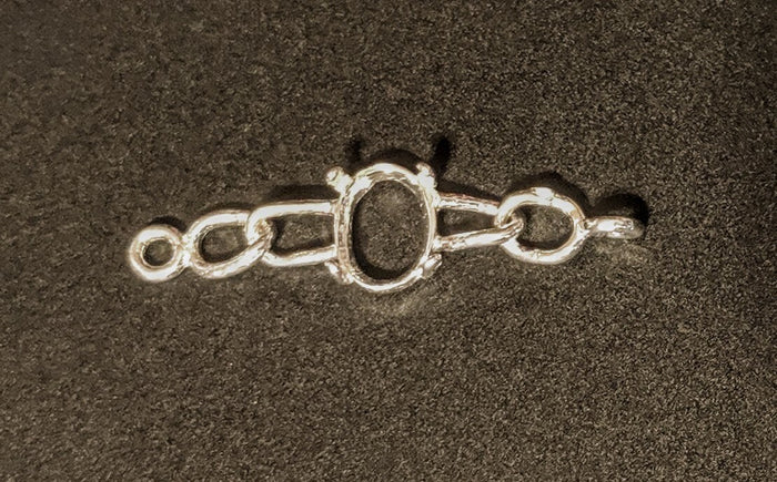 Solid Sterling Silver or 14kt Gold Chain Bracelet Link for 7x5-10x8 Oval Cabochon Stones, DIY Bracelet, Custom made, 167-864/147-864