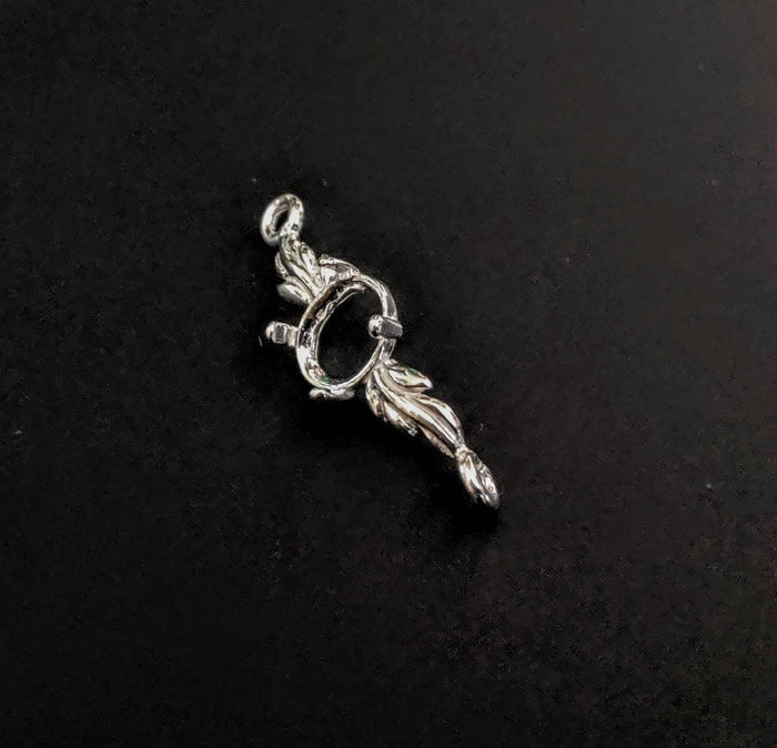 Solid Sterling Silver or 14kt Gold Leaf Bracelet Link for 7x5-10x8 Oval Cabochon Stones, DIY Bracelet, Custom made, 167-863/147-863