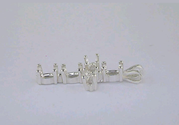 Solid Sterling Silver or 14kt Gold Multi Stone Marquise Cross Pendant Setting with Accent, New, Made in USA 161-737