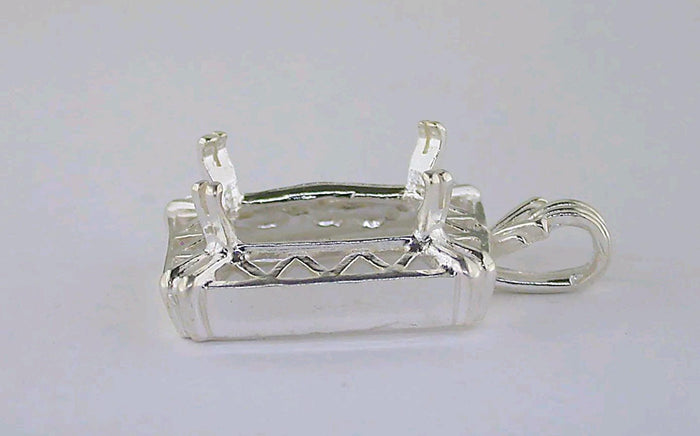 Solid Sterling Silver or 14kt Yellow or White Gold 14x10 Emerald Cut Fancy Pendant Setting, New, Made in USA 161-028,141-028