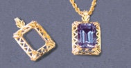 Solid Sterling Silver or 14kt Yellow or White Gold 14x10 Emerald Cut Fancy Pendant Setting, New, Made in USA 161-028,141-028