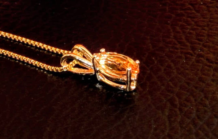 Solid Sterling Silver or 14kt Yellow, White or Rose Gold Natural Golden Citrine Pendant with Chain, 8x4-14x7 Marquise Cut, Custom Made
