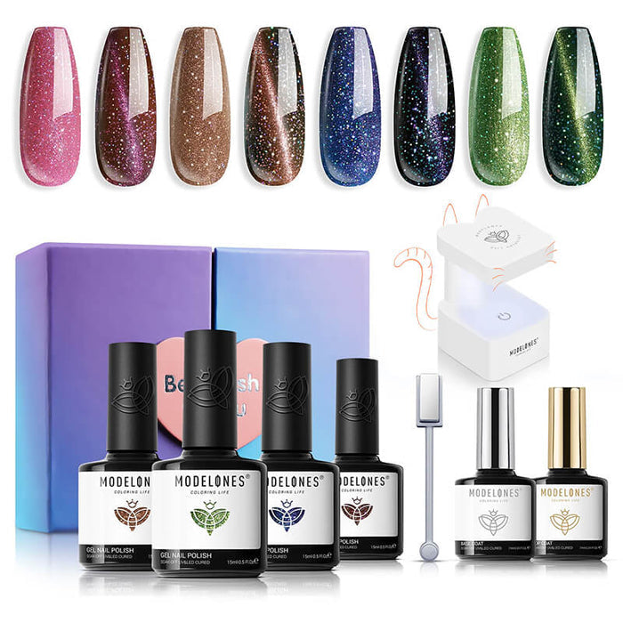 Stardust Symphony - 7Pcs 4 Colors Cat-eye Gel Nail Polish Kit (Limited Edition) Gel Polish Kit MODELONES #