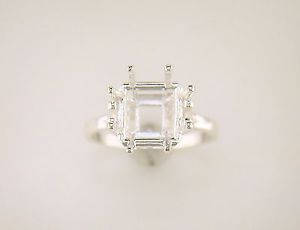 Sterling Silver or 14kt Gold 5-12mm Square 8 Prong Pre-Notched Blank Ring Size 7 shank setting 163-845/143-845