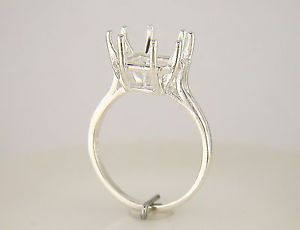 Sterling Silver or 14kt Gold 5-12mm Square 8 Prong Pre-Notched Blank Ring Size 7 shank setting 163-845/143-845