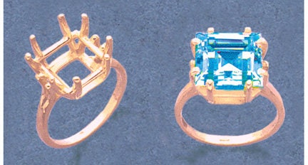 Sterling Silver or 14kt Gold 5-12mm Square 8 Prong Pre-Notched Blank Ring Size 7 shank setting 163-845/143-845
