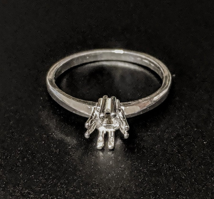 Sterling Silver or 14kt Gold 5-12mm Square 8 Prong Pre-Notched Blank Ring Size 7 shank setting 163-845/143-845