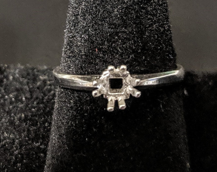 Sterling Silver or 14kt Gold 5-12mm Square 8 Prong Pre-Notched Blank Ring Size 7 shank setting 163-845/143-845