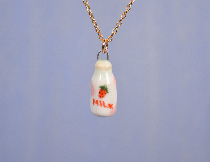 Strawberry Milk Bottle Necklace