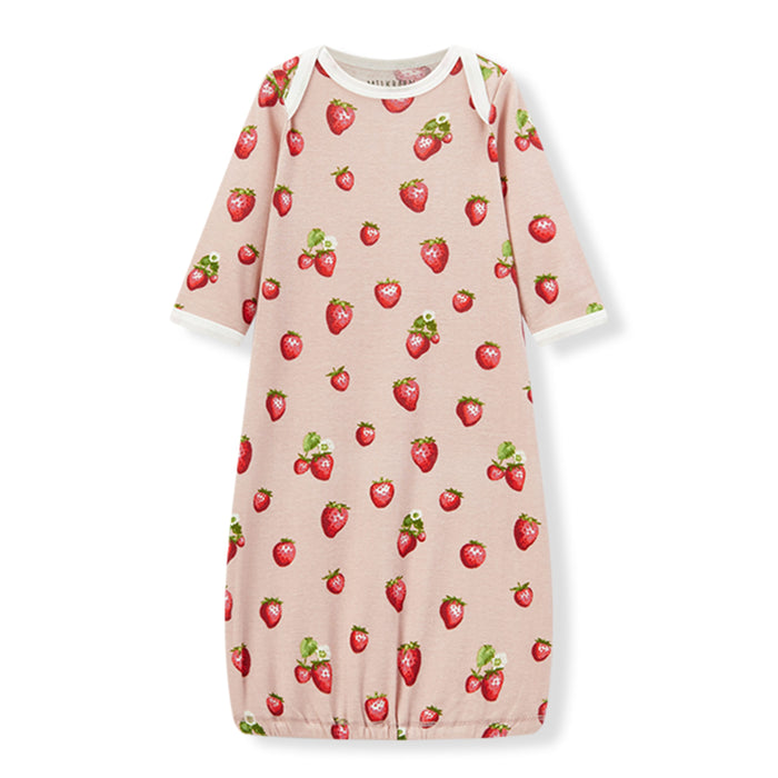 Strawberry Organic Cotton Newborn Gown & Hat Set - Babies in Bloom