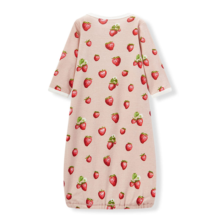 Strawberry Organic Cotton Newborn Gown & Hat Set - Babies in Bloom