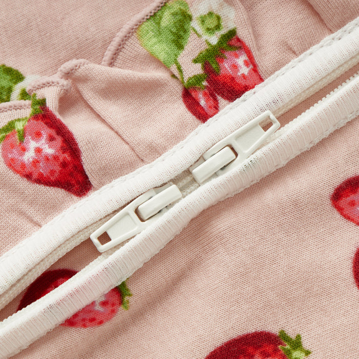 Strawberry Organic Cotton Ruffle Footed Romper - Babies in Bloom