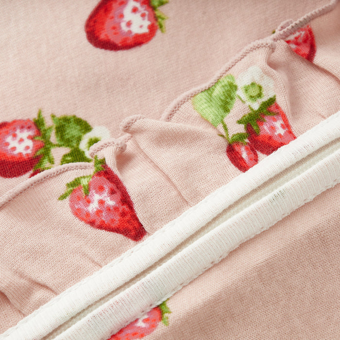 Strawberry Organic Cotton Ruffle Footed Romper - Babies in Bloom