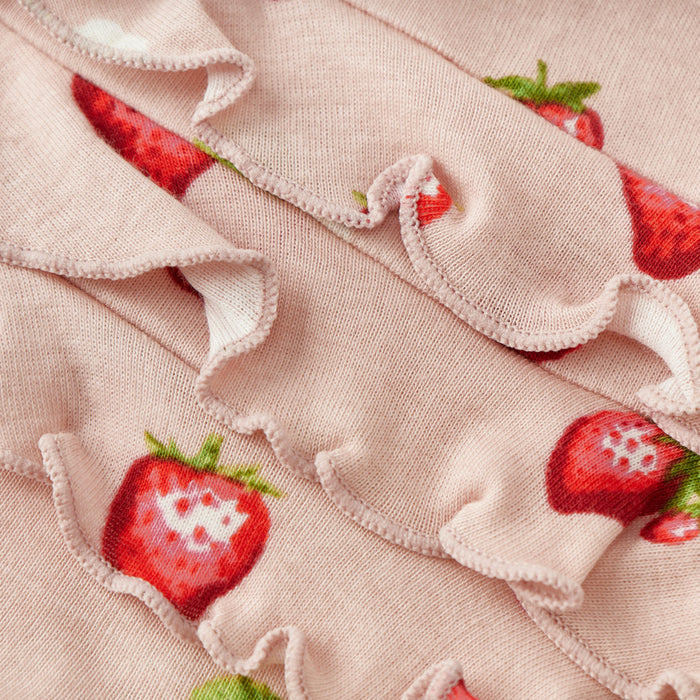 Strawberry Organic Cotton Ruffle Footed Romper - Babies in Bloom