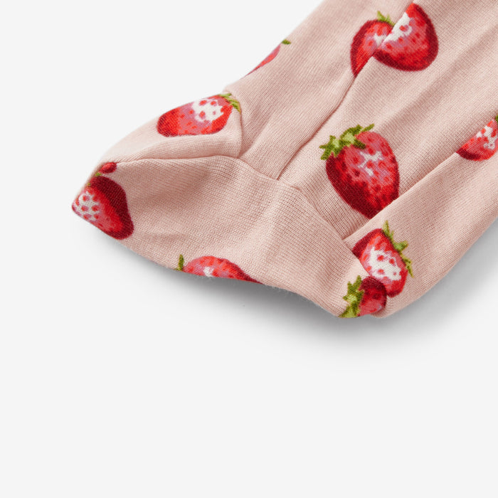 Strawberry Organic Cotton Ruffle Footed Romper - Babies in Bloom