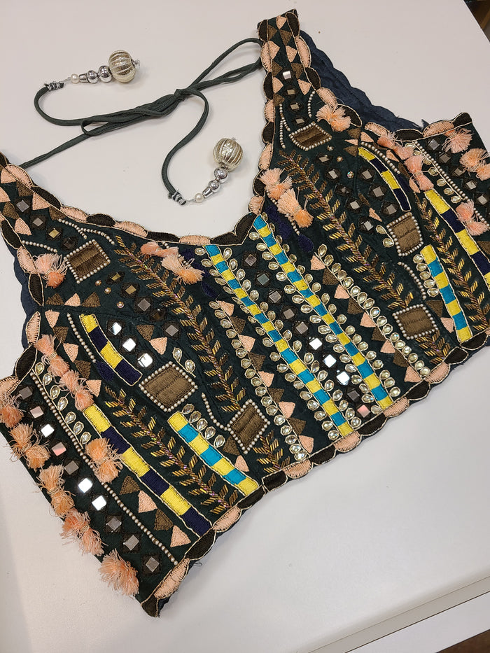 Striped Sage Lehenga