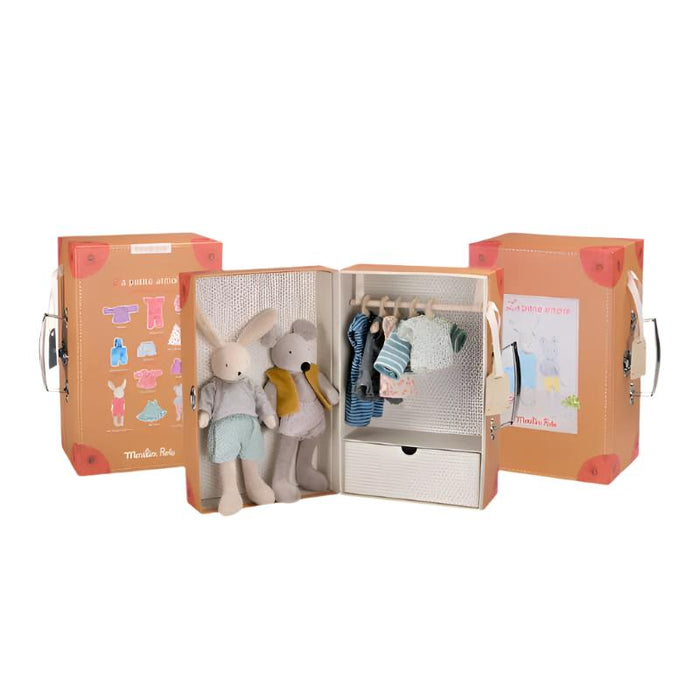 Suitcase - Rabbit & Mouse Wardrobe - Stuffed Toy - Moulin Roty - Babies in Bloom