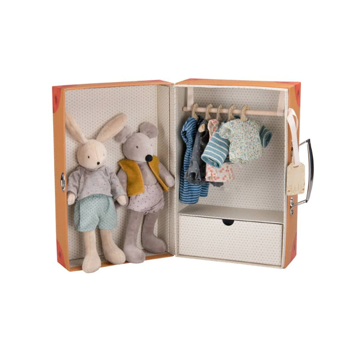 Suitcase - Rabbit & Mouse Wardrobe - Stuffed Toy - Moulin Roty - Babies in Bloom