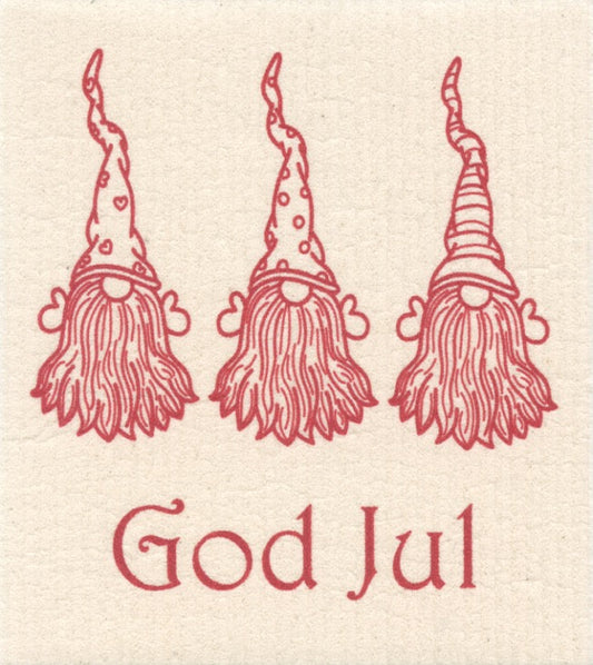 Swedish Dishcloth - God Jul Gnomes