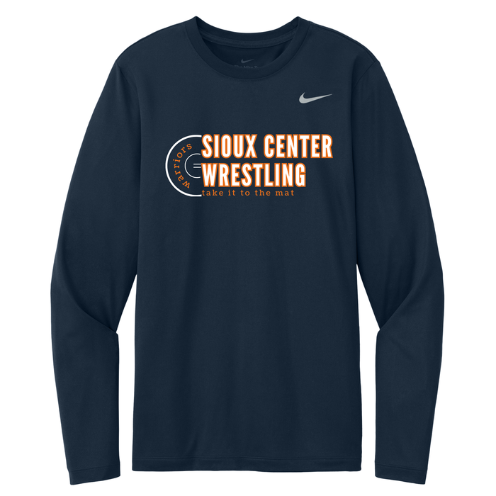 TAKE IT TO THE MAT TEAM NIKE RLEGEND LONG SLEEVE TEE - NAVY